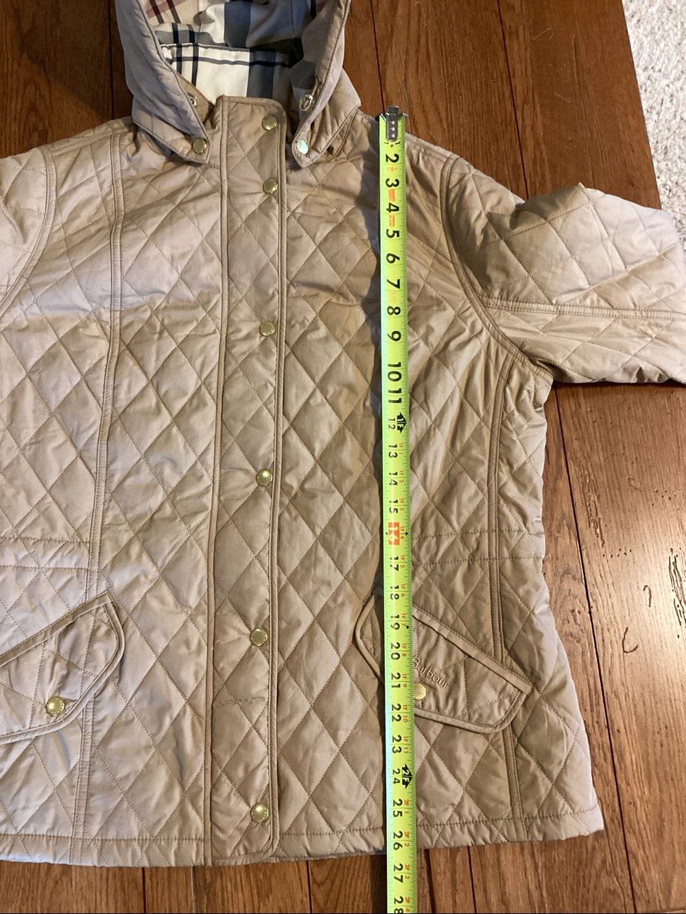 Barbour women’s beige Millfire diamond pattern quilted jacket. Women’s size 14 - Picture 13 of 15